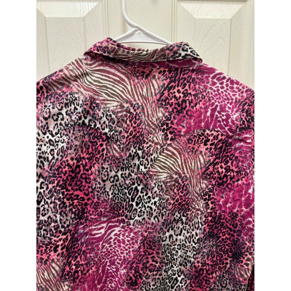Ariat Women's Pink Leopard Zebra Print Long Sleeve Western Snap Button Shirt L - Picture 7 of 7